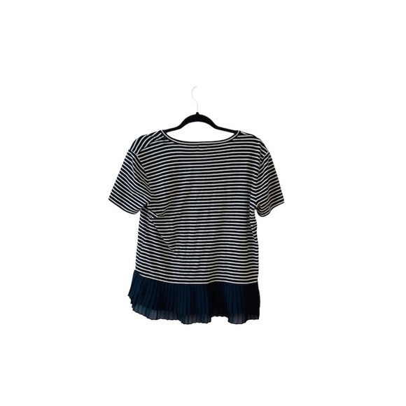 J. Crew Navy 100% Cotton Navy Blue & White Striped Pleated Top Xsmall Women’s - Picture 8 of 12